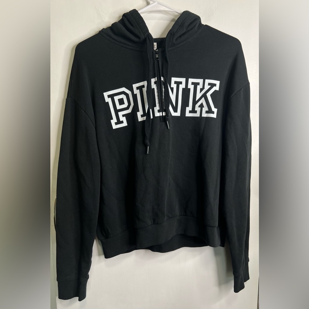 Victorias Secret Pink Hoodie 3/4 Zip Pullover Oversized